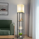 Luminária de Chão de 62,9 Polegadas com Prateleira, Madeira Maciça, Inclui Lâmpada, Ideal para Halloween, Natal e Outras Festas