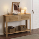 Mesa de entrada de fazenda, Mesa de console de 43 polegadas com 2 gavetas, Mesa de sofá de 2 níveis com armazenamento para sala de estar, Mesas de foyer para entrada