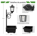 Vaso para Plantas com Poste de lâmpada solar